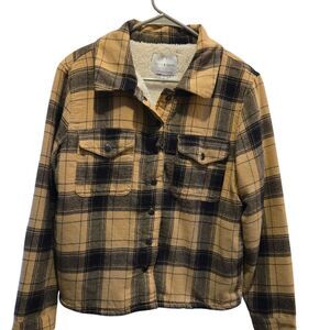 Lucky Brand Women Plaid Flannel Sherpa Lined Shacket Sz M